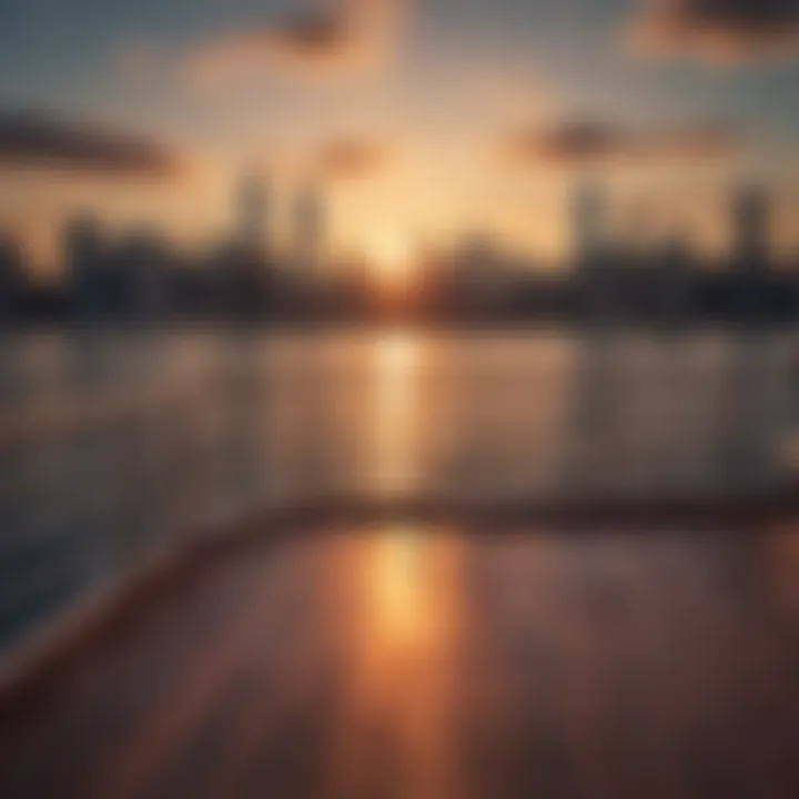 A scenic sunset view from the deck of a casino boat