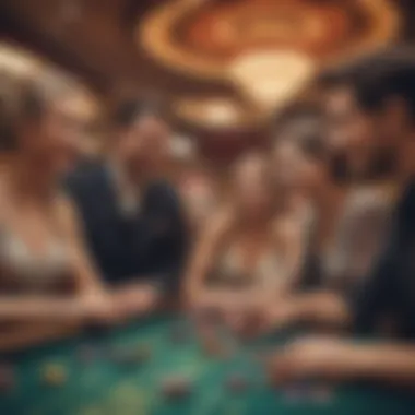 Group of friends enjoying a table game at a casino