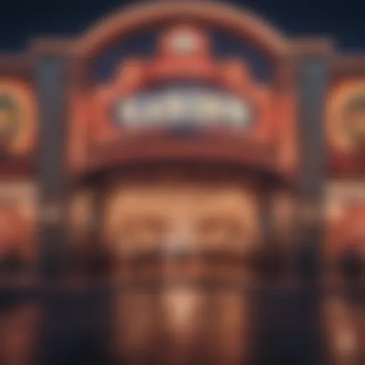 Illuminated casino entrance at night