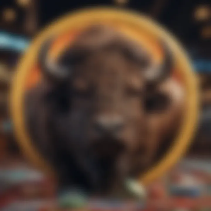 Close-up of buffalo-themed game symbols