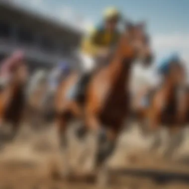 An engaging scene of a horse race in progress, highlighting the excitement of the event.