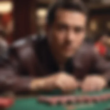 A close-up of a player contemplating their move in a game of Pai Gow