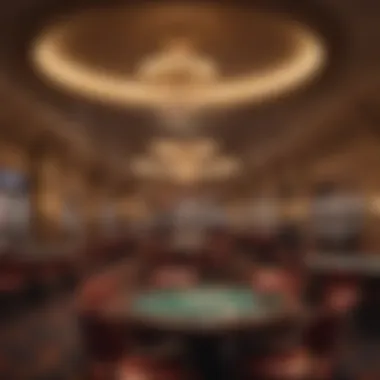 An elegant casino interior featuring luxurious decor and enthusiastic players at the tables.