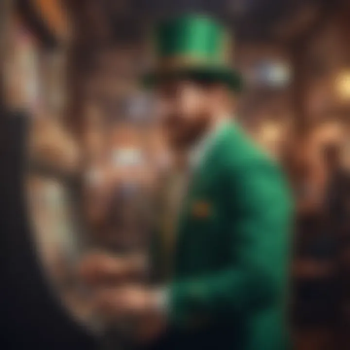 Illustration of a player engaging with the Lucky Leprechaun slot machine, highlighting an immersive experience