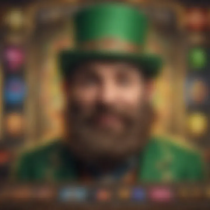 Vibrant display of the Lucky Leprechaun slot machine interface showcasing symbols and reels