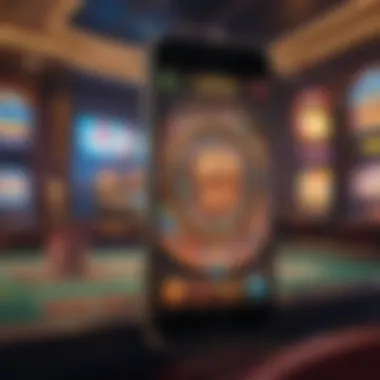 Interactive user interface of a casino game app on a smartphone