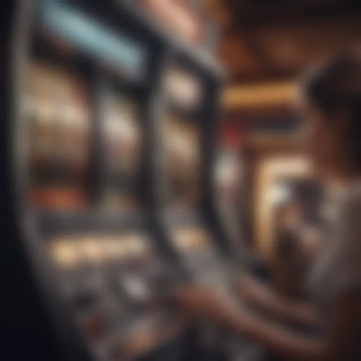 A close-up of a player engaging with a slot machine game