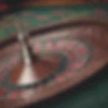 Close-up of roulette wheel in action during a game