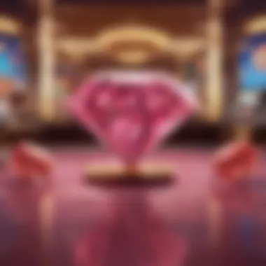 A vibrant depiction of the Pink Diamond casino game interface with colorful symbols