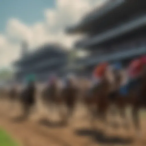 A panoramic view of Saratoga Race Course during a race day