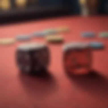 A close-up of a pair of dice on a felt table